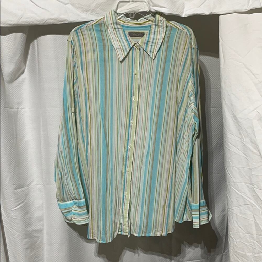 Kate Hill 22w 💯cotton turquoise gauzy nwot